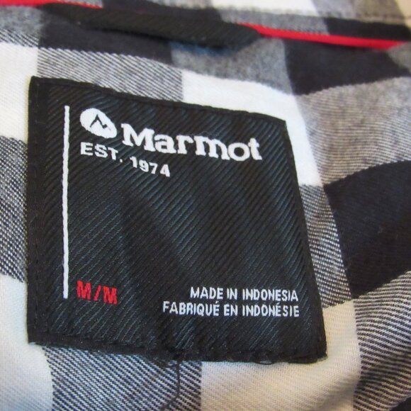 Marmot Black & White Lightweight Flannel with Side Pockets Size Medium EUC - Picture 7 of 9